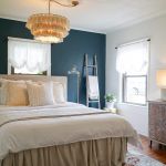 Easy Master Bedroom Retreat Renovation with dark painted feature wall on HGTV Fixer to Fabulous.