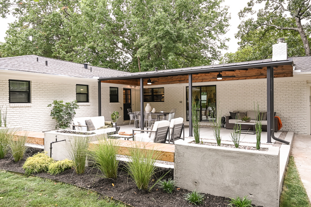 HGTV Fixer to Fabulous Back Porch Renovation with Gas Fireplace.