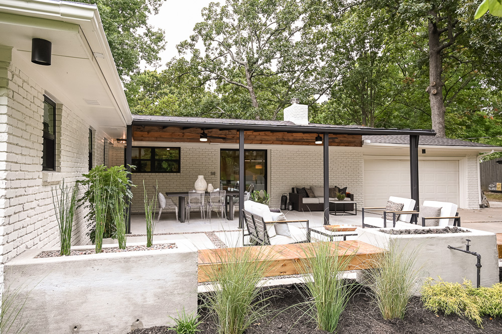 HGTV Fixer to Fabulous Back Porch Renovation with Gas Fireplace.