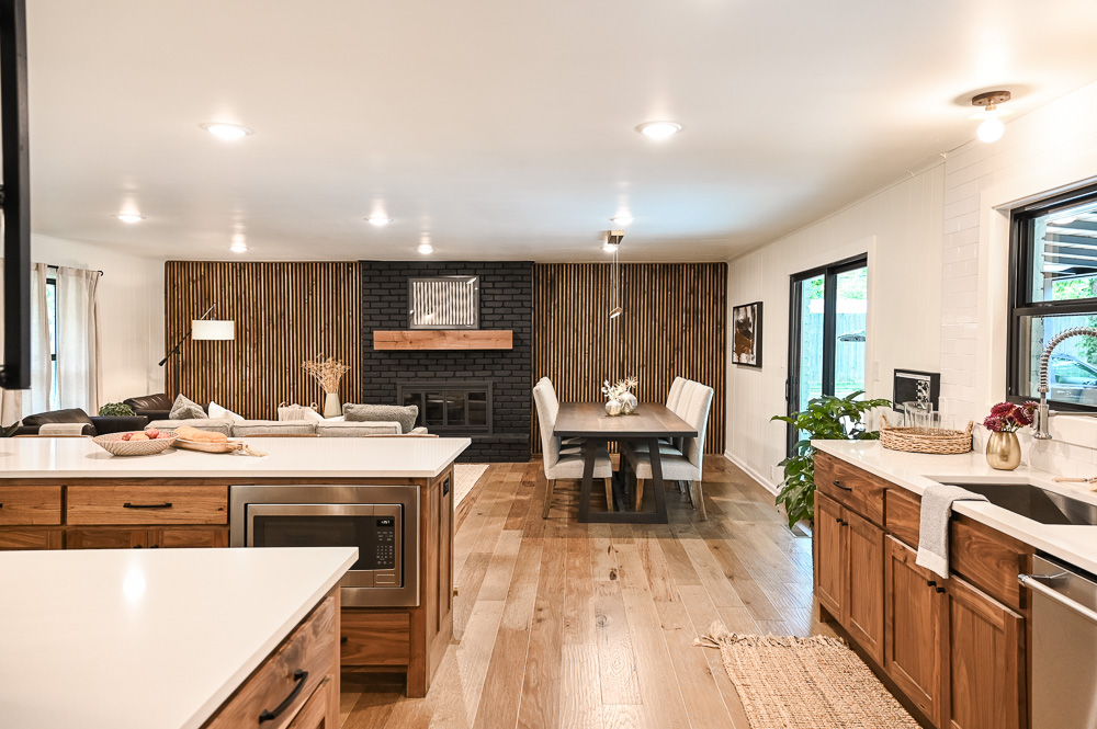 HGTV Fixer to Fabulous Living Room, Kitchen and Dining Room Renovation.