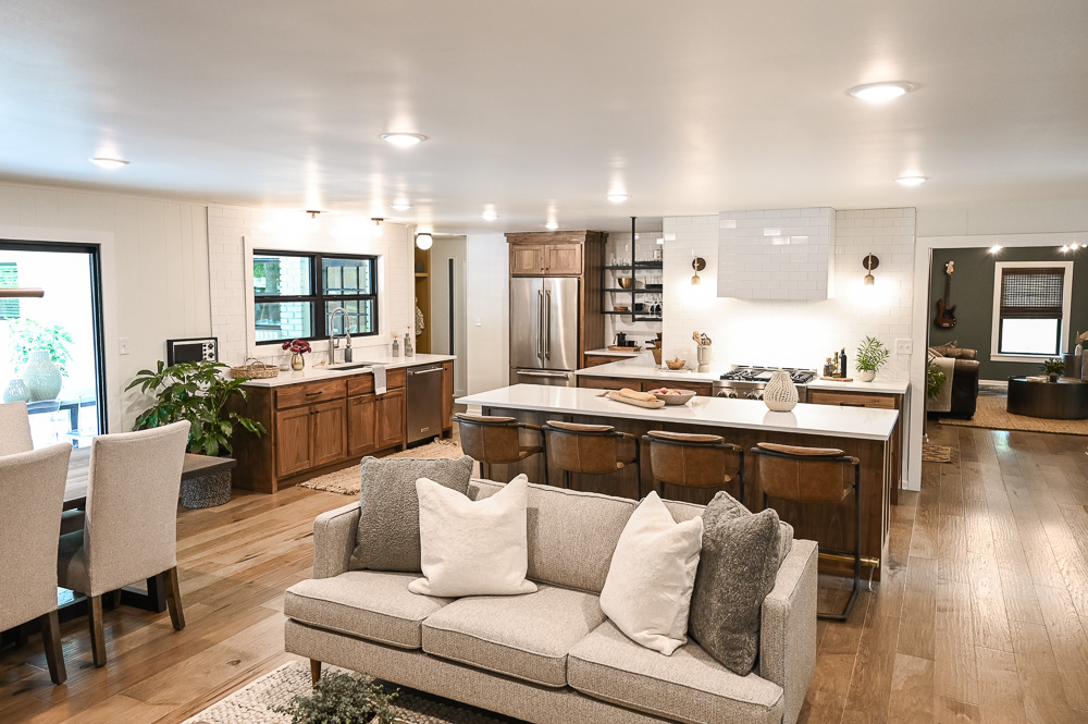 HGTV Fixer to Fabulous Living Room, Kitchen and Dining Room Renovation.