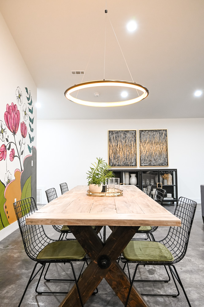 HGTV Fixer to Fabulous Dining Room Renovation with custom painted wall mural.