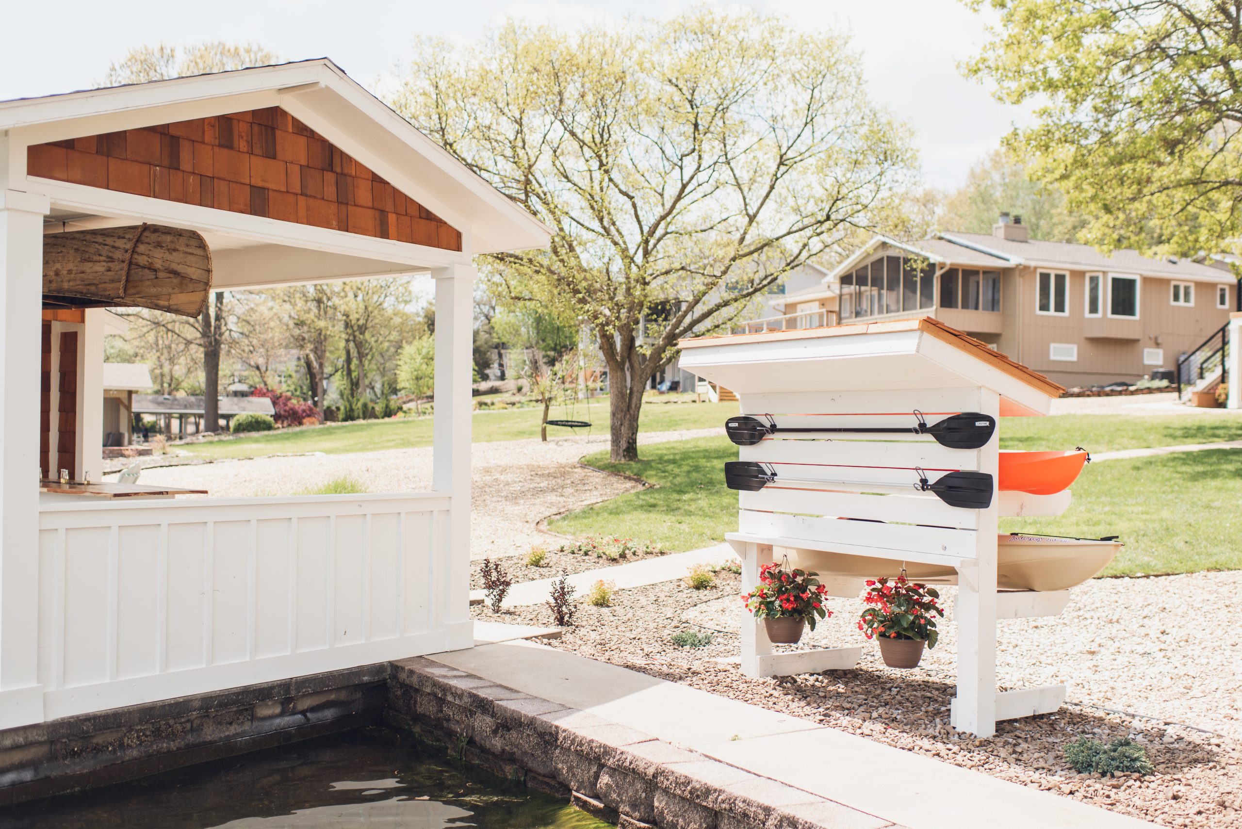 HGTV Fixer to Fabulous Lake House kayak storage.