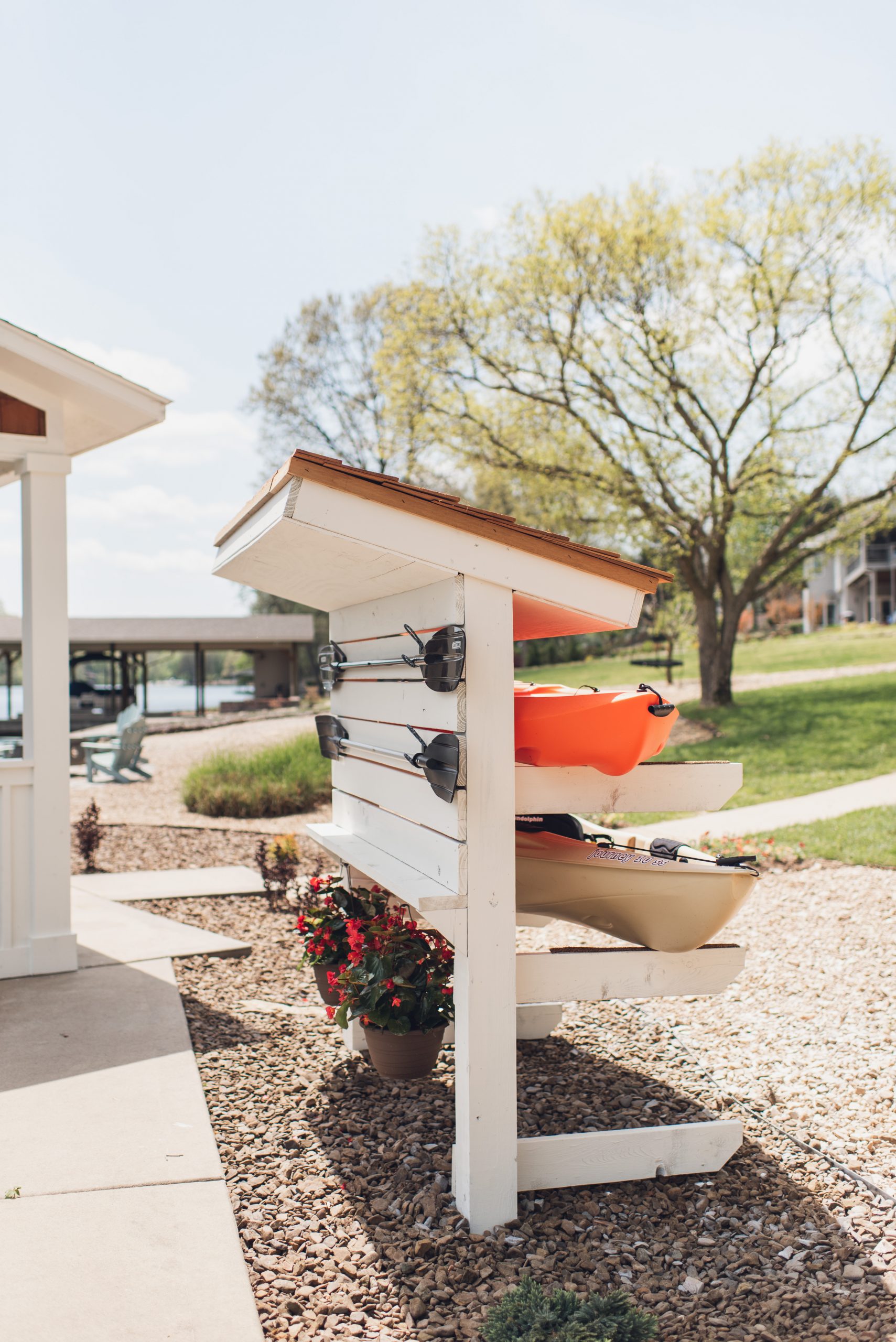 HGTV Fixer to Fabulous Lake House kayak storage.
