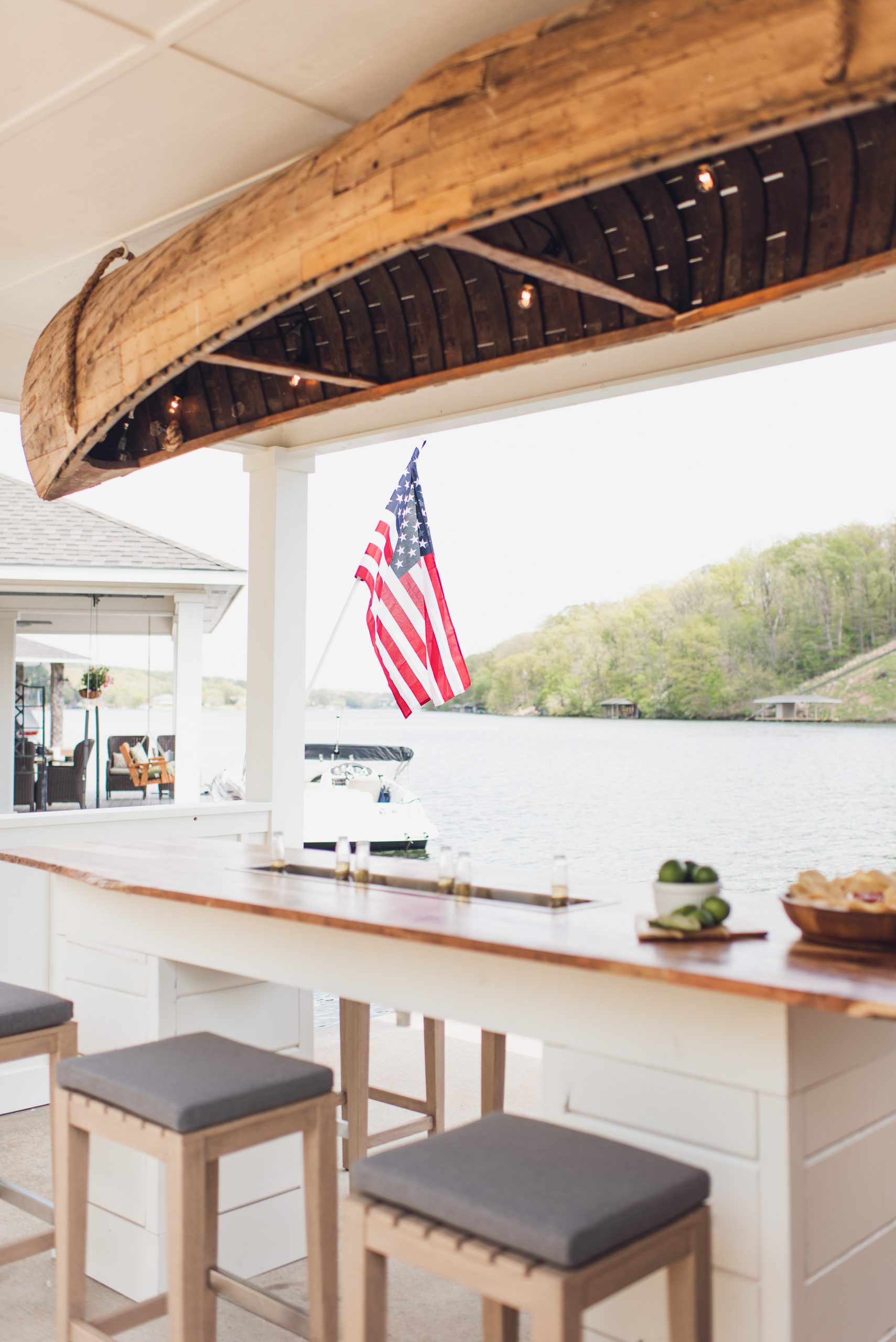 HGTV Fixer to Fabulous Boat House Renovation with Custom Light made out of a Canoe.