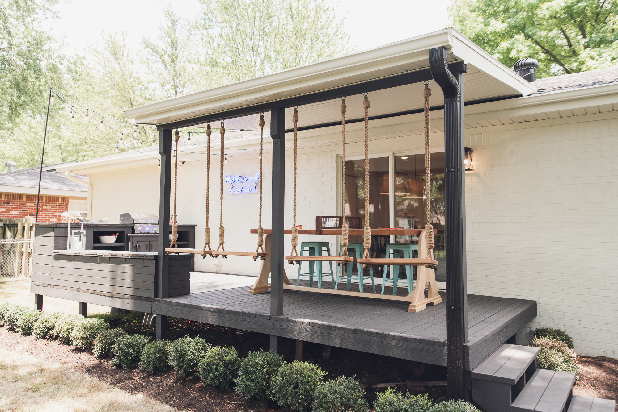 HGTV Fixer to Fabulous Back Deck Renovation with built in swings.