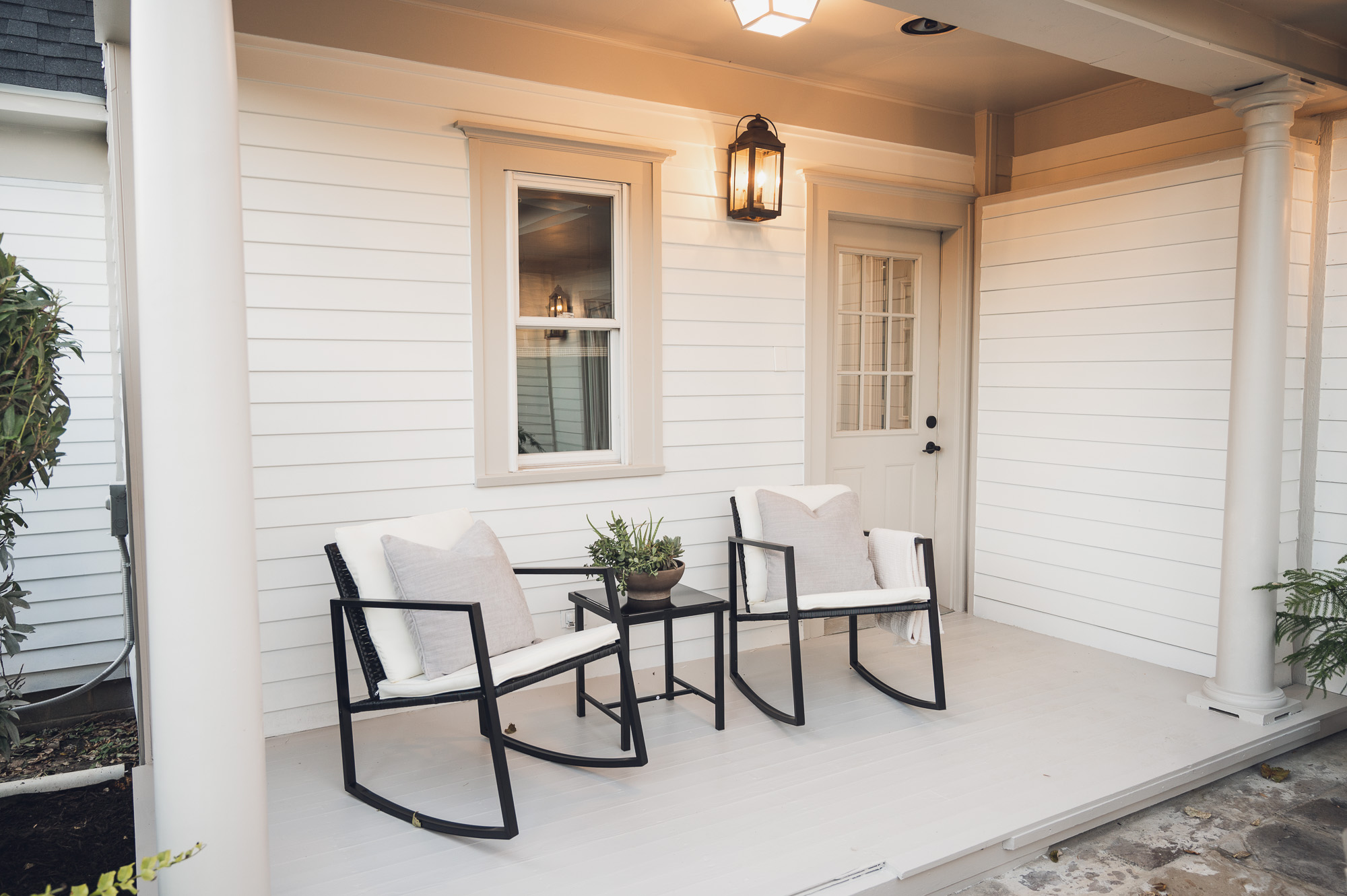 Fixer to Fabulous Back Porch Seating Area Renovation.