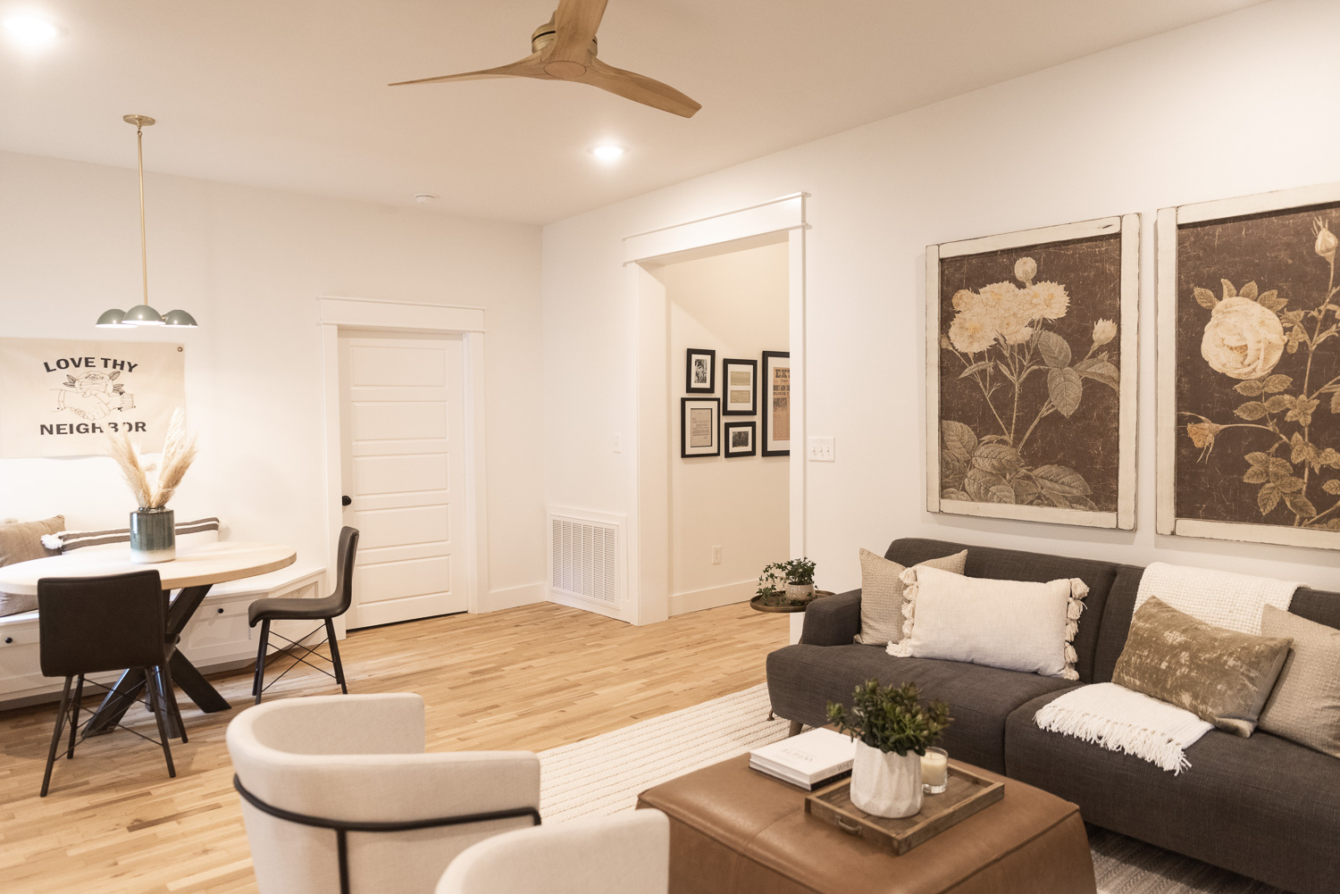 HGTV Fixer to Fabulous Living Room, Homeschool Area, and Dining Room.