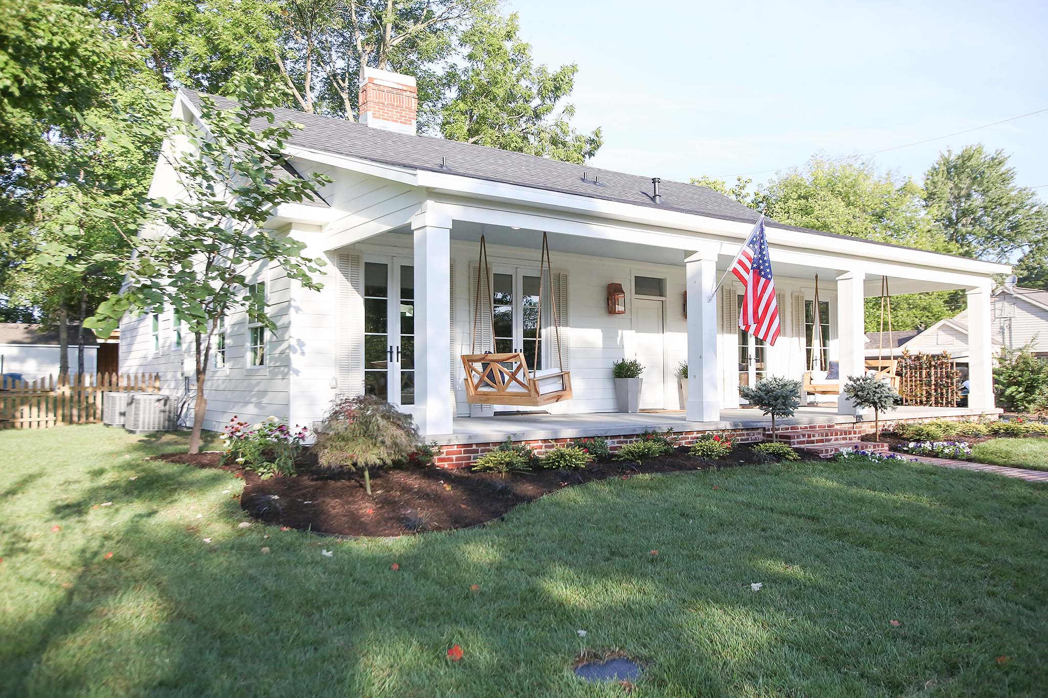 Exterior porch renovation on HGTV Fixer to Fabulous.